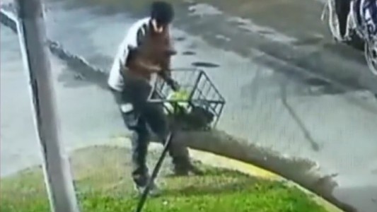 El ladrón de los tachos de basura: sale de madrugada, los arranca y se los lleva