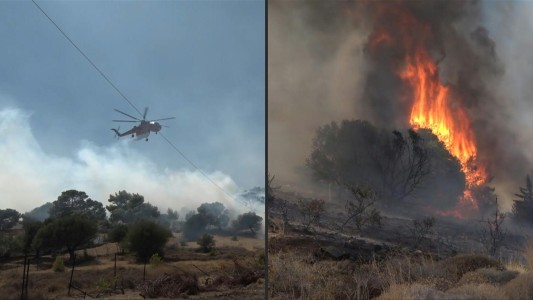 Evacúan tres poblados por los incendios sin control en Grecia