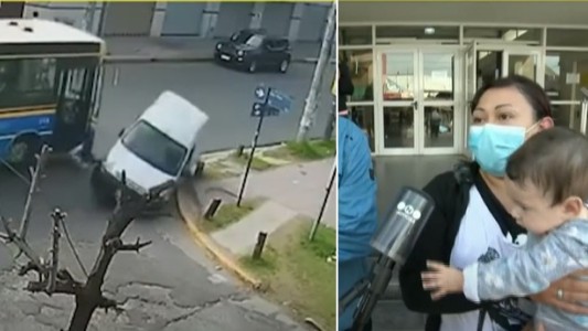 "Tiene una fractura de cráneo que se irá curando": cayó con su bebé del colectivo cuando chocó con un auto
