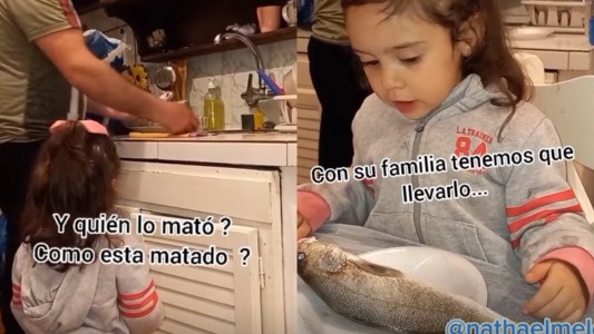 Una nena retó a su papá por querer comer pescado: "No pa, es una mascota, no le hagas eso"