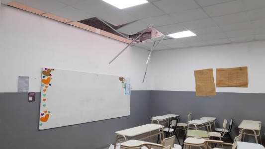 Se cayó parte del techo de una escuela de Córdoba