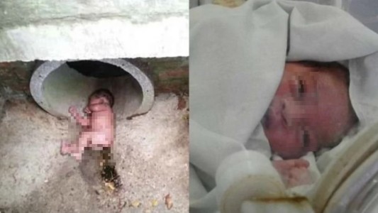 Ante los constantes maullidos de gatos, vecinos se asomaron a una alcantarilla y hallaron una beba abandonada