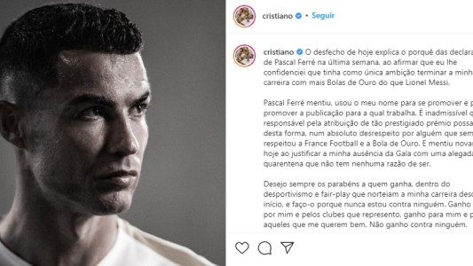 Mensaje: la furia de Cristiano Ronaldo contra el organizador de los Balones de Oro