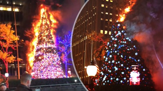 Un detenido por incendiar un árbol de Navidad gigante en Nueva York