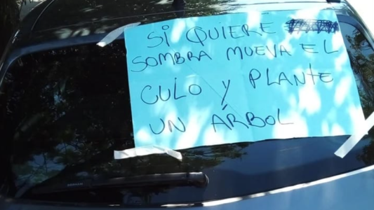 "Si quiere sombra...": Dejó mal estacionado su auto y colocaron un curioso cartel con un consejo