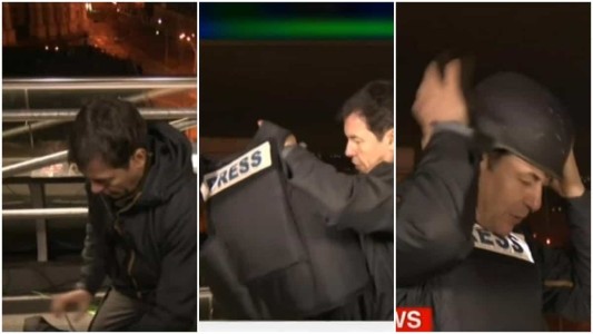 Un corresponsal interrumpió su transmisión en Kiev para ponerse un chaleco antibalas