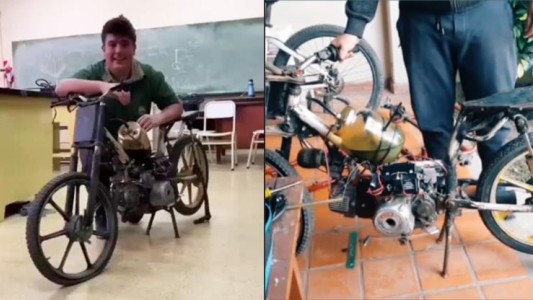 A los 18 años diseñó una moto que funciona con agua salada