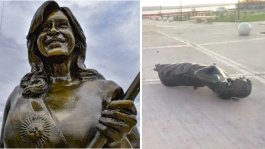 Tiraron y rompieron una escultura de Cristina Kirchner en Río Gallegos