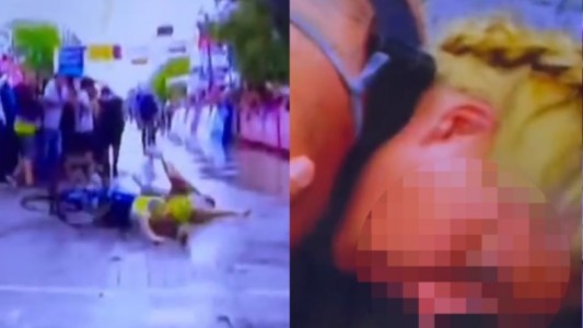 Video: ciclista atropelló a su esposa al ganar una carrera cuando ella intentaba sacarle una foto