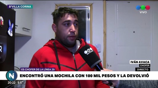 Encontró una mochila con 100 mil pesos y la devolvió