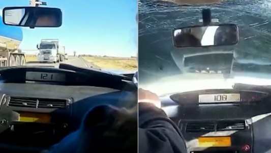 Video: iban a 120 en la ruta y se les abrió el capot