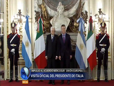 Macri y Mattarella coincidieron en acelerar un acuerdo entre el Mercosur y la Unión Europea