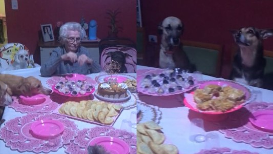 Invitados de honor: celebró sus 89 años con sus mascotas