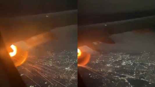 Un pasajero filmó el incendio del motor de un avión mientras volaba