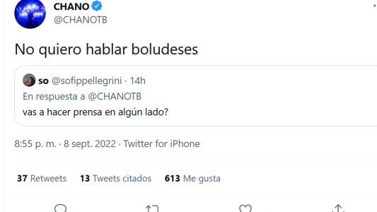 Una vez más, Chano polémico en redes: “No quiero hablar b...”