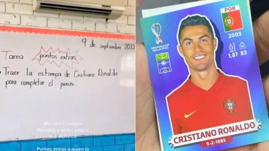 Insólita tarea: les pidió a sus alumnos conseguir la figurita de Cristiano Ronaldo