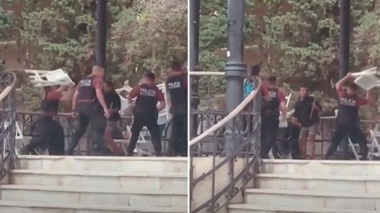 Video: a sillazos, ocho policías detuvieron a un hombre en Belgrano