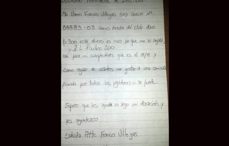 La emotiva carta de un joven hincha de Instituto que se solidarizó con el club