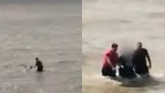 Video: policías rescataron a un hombre que se estaba ahogando en el Río de la Plata, frente a Aeroparque