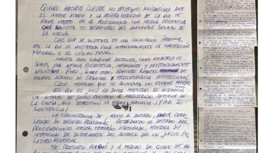Cristina publicó en Twitter la carta de puño y letra que le envió Zannini desde la cárcel