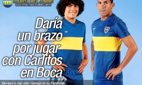 Maradona daría un brazo por jugar con Tevez en Boca