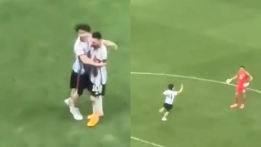 Un hincha ingresó al amistoso de Argentina - Australia para abrazar a Messi y el Dibu Martínez