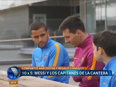 Messi con los capitanes de la Masía