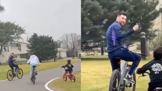 Messi bicicletero: encontraron al capitán de la Scaloneta con uniforme y de paseo familiar - #FlashChat
