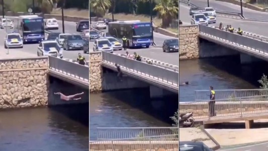 España: policía se tiró al agua para rescatar a un hombre que intentaba suicidarse - #FlashChat