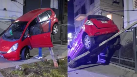 Perdió el control del auto y casi atropella a una mujer que paseaba a su perro