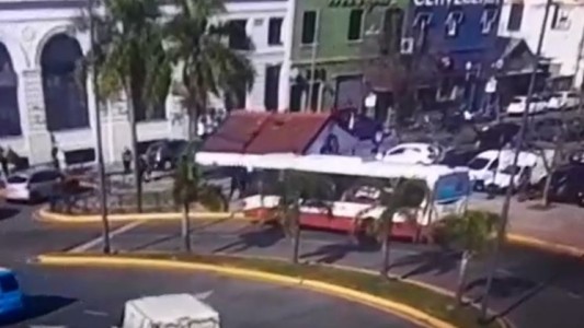Video: un chofer de colectivo hizo una mala maniobra y derribó una parada en Tigre