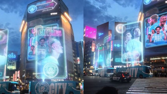 El recibimiento futurista de Tokio al Manchester City