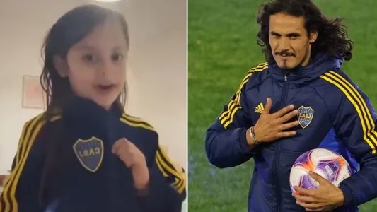 La hija de Pol Fernández le dio la bienvenida a Edinson Cavani con un tierno video