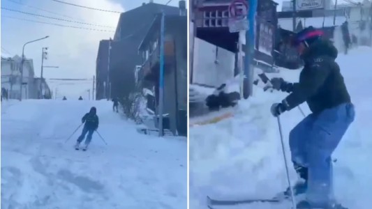 Video: improvisaron una pista de esquí en la calle en Ushuaia