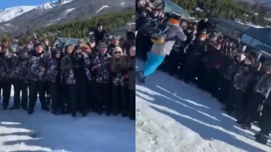 Egresados cantaron la "Marcha de San Lorenzo" en Cerro Catedral