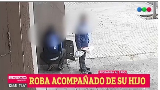 Video: salió a robar con un nene