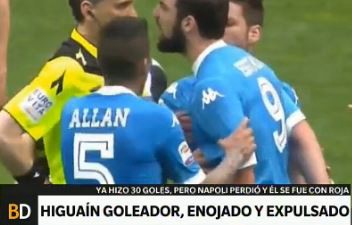 La bronca de Higuaín en una derrota del Napoli
