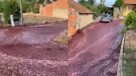 Un río de vino inundó una ciudad en Portugal