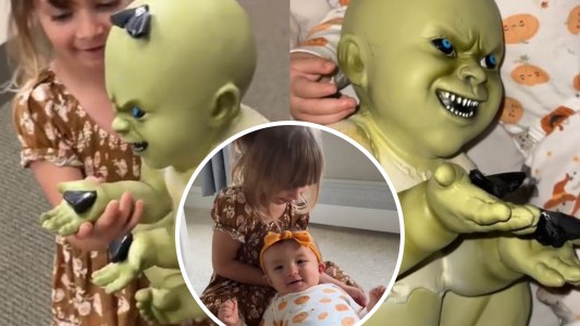 Eligió un insólito regalo para su hermana menor: la reacción de la bebé se volvió viral