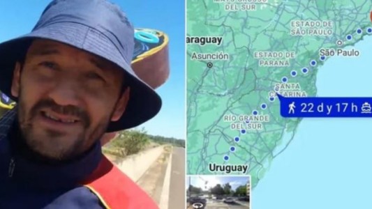 Locura por Boca: un hincha camina hace 25 días rumbo a Río para la final de la Libertadores