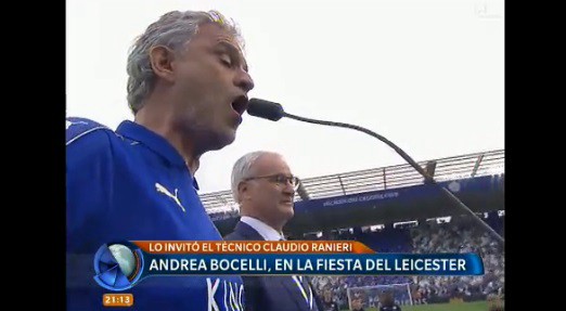 Andrea Bocelli, en la fiesta del Leicester