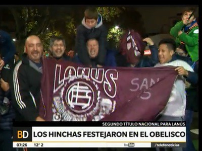 El festejo de los hinchas de Lanús