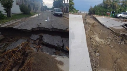 Impactante socavón en Las Toninas: el mar "se comió" una construcción entera