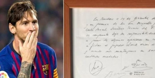 Subastarán la histórica servilleta en la que Messi firmó su primer contrato con Barcelona