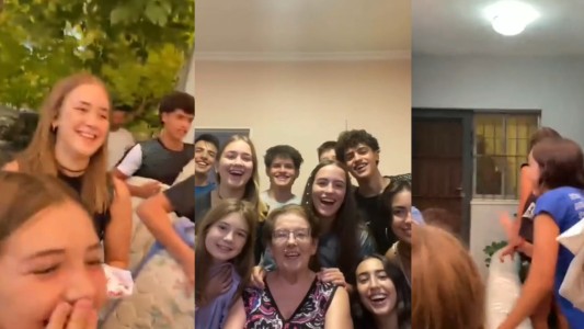 Decidieron darle una alegría a su abuela y la sorprendieron con una "pijamada de nietos"