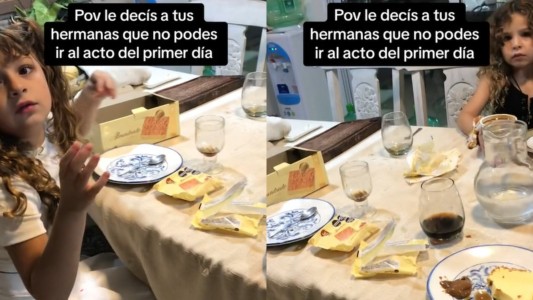 Le dijo en broma a sus hermanas que no las acompañará en su primer día de clases ¡Y se picó!