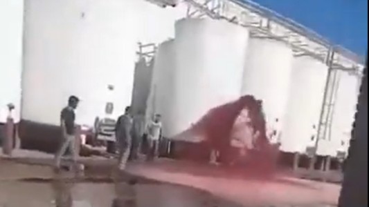 El momento exacto en que se quebró un tanque de vino en Mendoza y perdió 15 mil litros