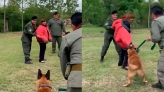 Patricia Bullrich participó de una demostración con perros de seguridad que casi termina mal