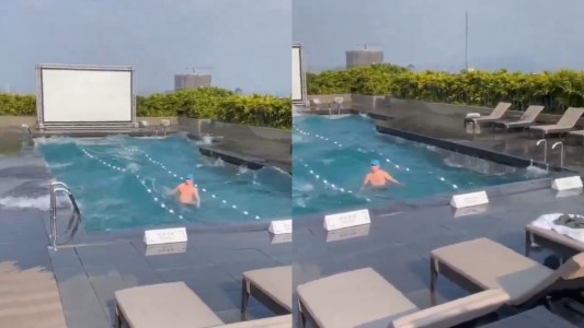 Impactante video de un hombre dentro de una pileta durante el terremoto de Taiwán