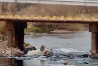 Un auto cayó desde un puente al río Ctalamochita y la conductora contó que su perro la hizo perder el control